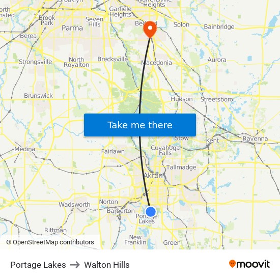 Portage Lakes to Walton Hills map