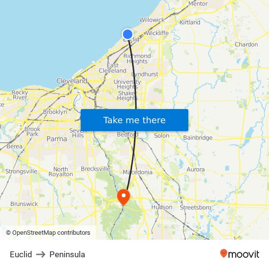 Euclid to Peninsula map