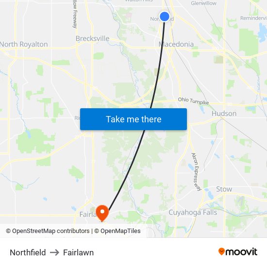 Northfield to Fairlawn map