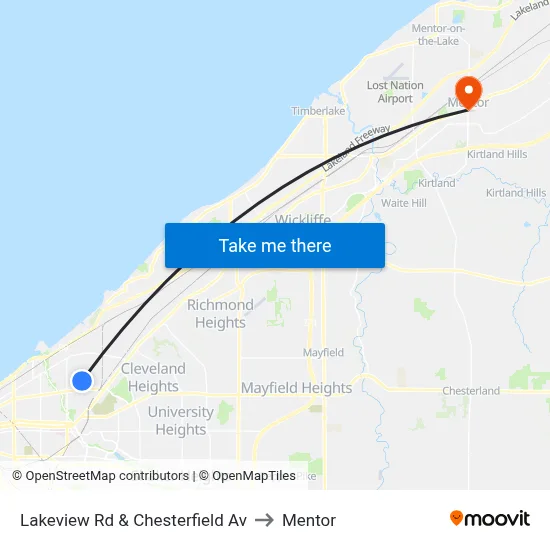 Lakeview Rd & Chesterfield Av to Mentor map