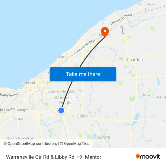 Warrensville Ctr Rd & Libby Rd to Mentor map