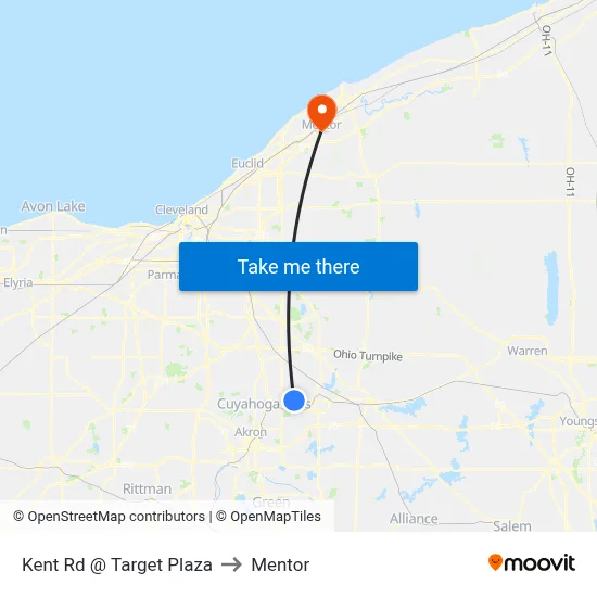 Kent Rd @ Target Plaza to Mentor map