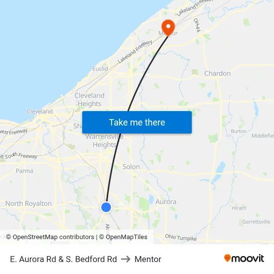 E. Aurora Rd & S. Bedford Rd to Mentor map