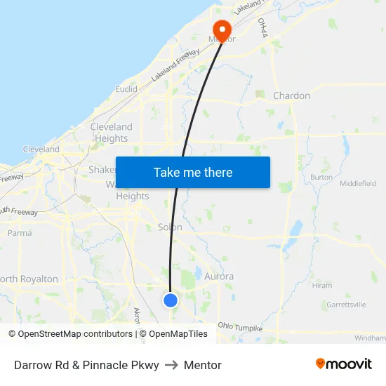Darrow Rd & Pinnacle Pkwy to Mentor map