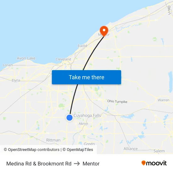 Medina Rd & Brookmont Rd to Mentor map