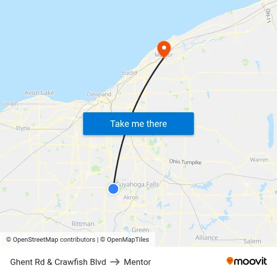 Ghent Rd & Crawfish Blvd to Mentor map