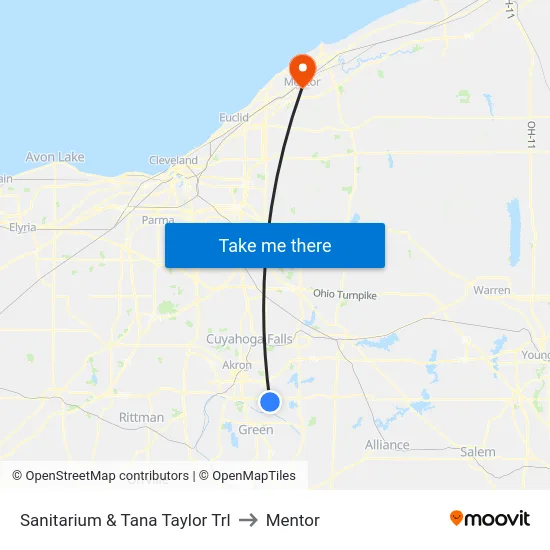 Sanitarium & Tana Taylor Trl to Mentor map