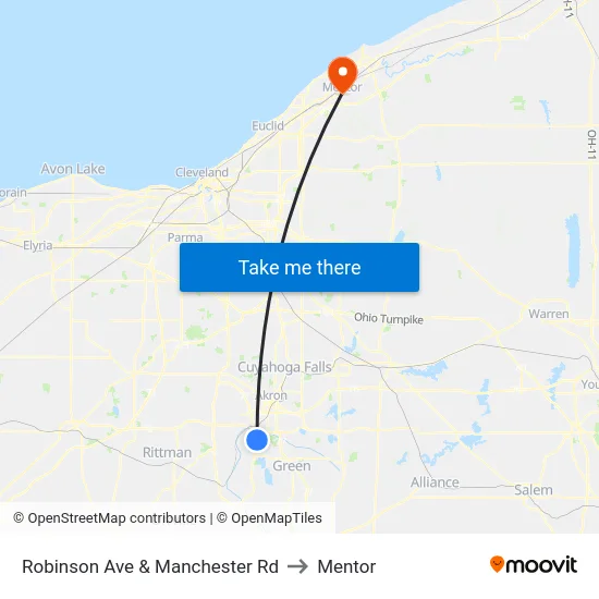 Robinson Ave & Manchester Rd to Mentor map