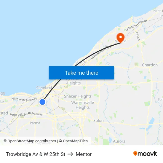 Trowbridge Av & W 25th St to Mentor map