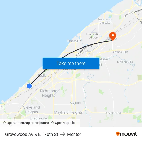 Grovewood Av & E 170th St to Mentor map