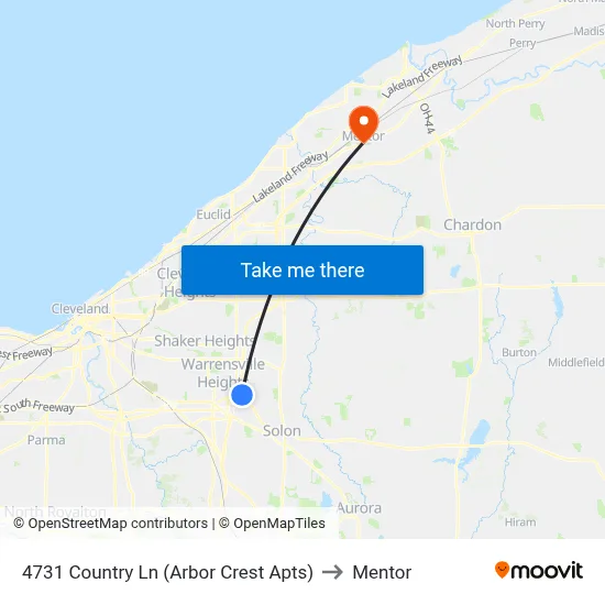 4731 Country Ln (Arbor Crest Apts) to Mentor map