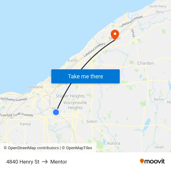 4840 Henry St to Mentor map