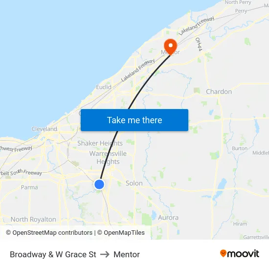 Broadway & W Grace St to Mentor map