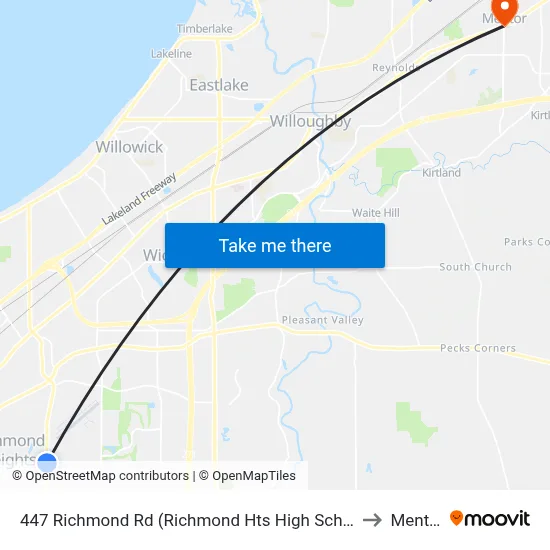 447 Richmond Rd (Richmond Hts High School) to Mentor map
