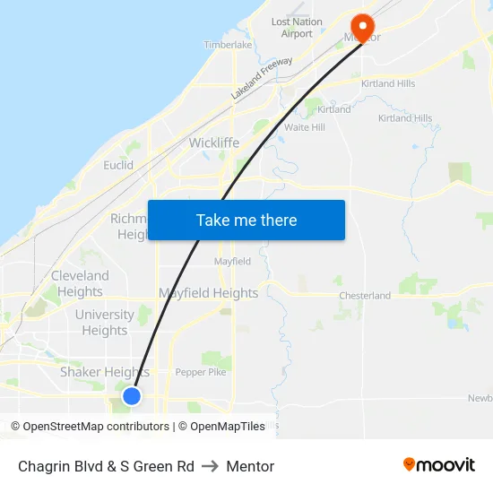Chagrin Blvd & S Green Rd to Mentor map