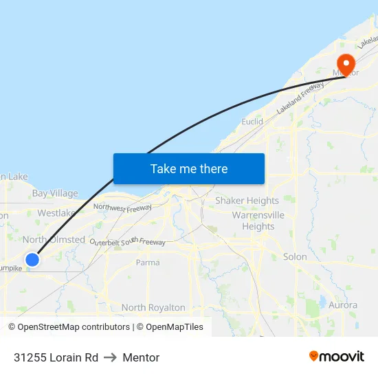 31255 Lorain Rd to Mentor map