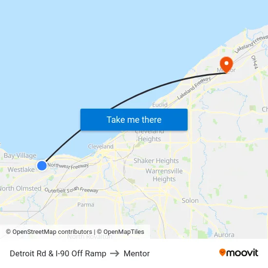 Detroit Rd & I-90 Off Ramp to Mentor map