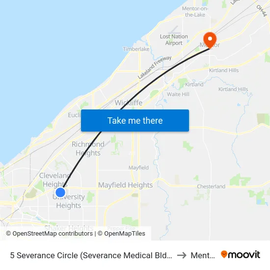 5 Severance Circle (Severance Medical Bldg) to Mentor map