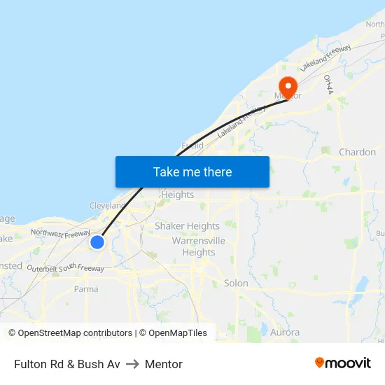 Fulton Rd & Bush Av to Mentor map