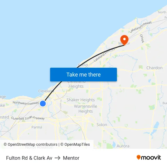 Fulton Rd & Clark Av to Mentor map