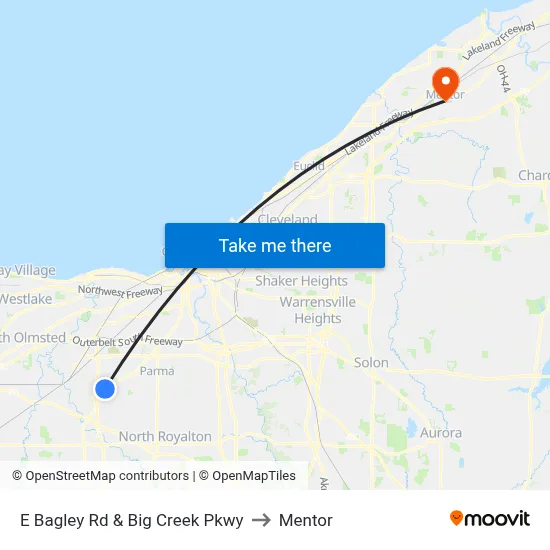 E Bagley Rd & Big Creek Pkwy to Mentor map