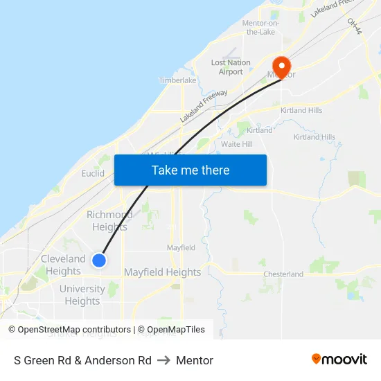 S Green Rd & Anderson Rd to Mentor map