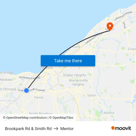 Brookpark Rd & Smith Rd to Mentor map