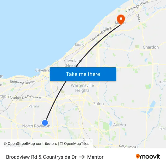 Broadview Rd & Countryside Dr to Mentor map