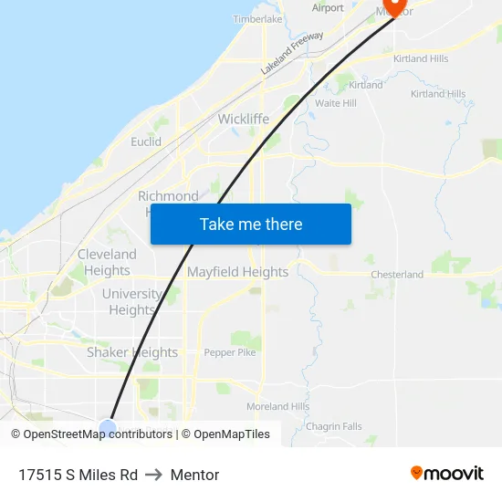 17515 S Miles Rd to Mentor map