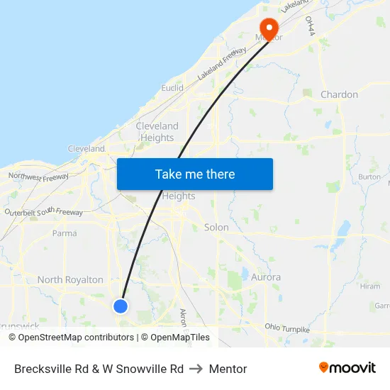 Brecksville Rd & W Snowville Rd to Mentor map