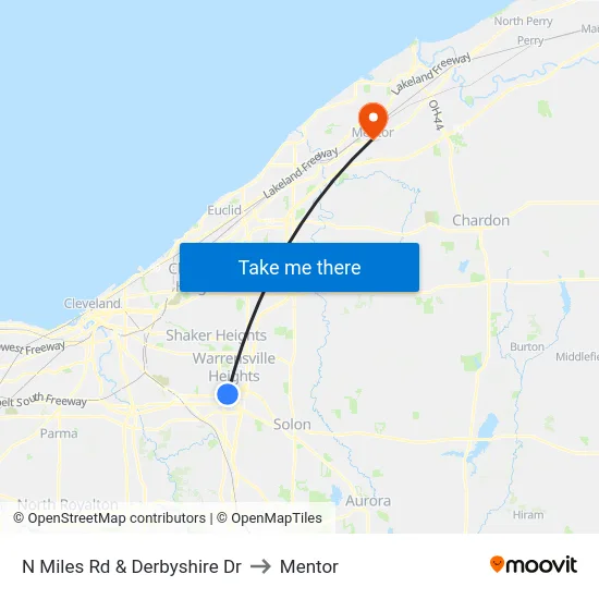 N Miles Rd & Derbyshire Dr to Mentor map