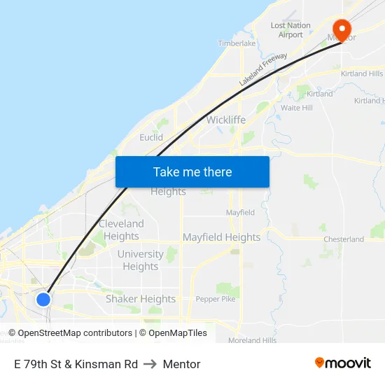 E 79th St & Kinsman Rd to Mentor map