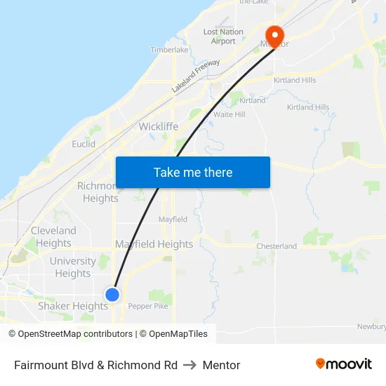 Fairmount Blvd & Richmond Rd to Mentor map