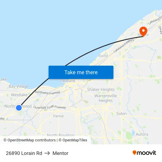 26890 Lorain Rd to Mentor map