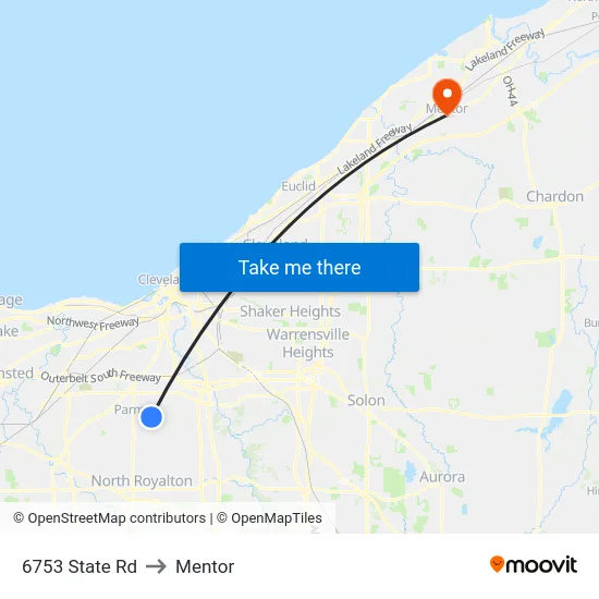 6753 State Rd to Mentor map