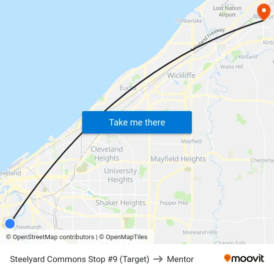Steelyard Commons Stop #9 (Target) to Mentor map