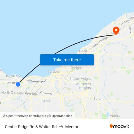 Center Ridge Rd & Walter Rd to Mentor map