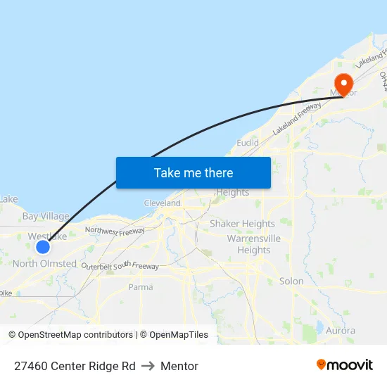 27460 Center Ridge Rd to Mentor map