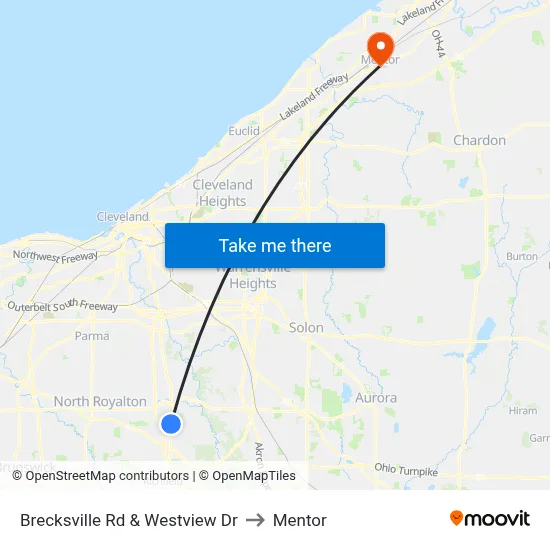 Brecksville Rd & Westview Dr to Mentor map