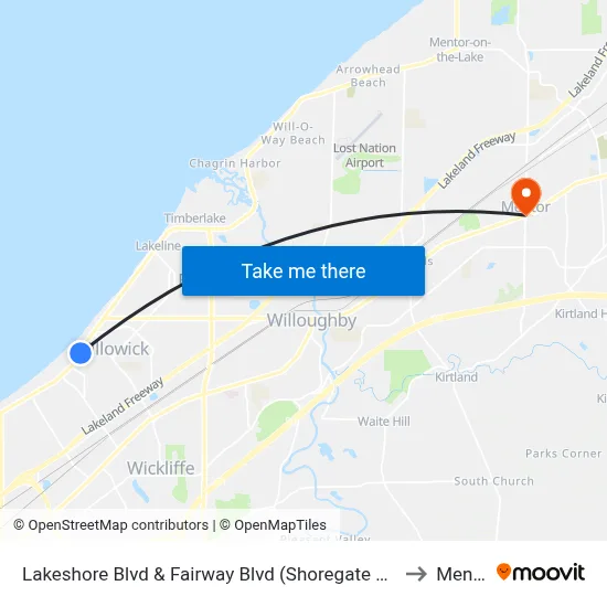 Lakeshore Blvd & Fairway Blvd (Shoregate Main Ent) to Mentor map