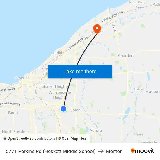 5771 Perkins Rd (Heskett Middle School) to Mentor map