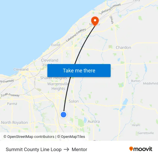 Summit County Line Loop to Mentor map