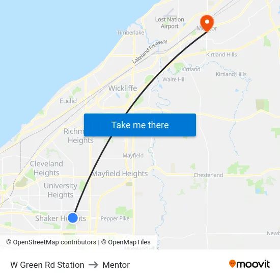 W Green Rd Station to Mentor map