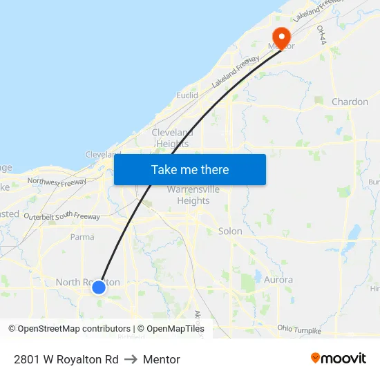 2801 W Royalton Rd to Mentor map