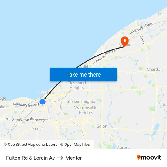 Fulton Rd & Lorain Av to Mentor map