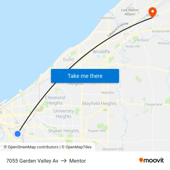 7055 Garden Valley Av to Mentor map