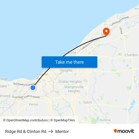 Ridge Rd & Clinton Rd to Mentor map