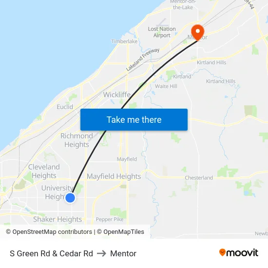 S Green Rd & Cedar Rd to Mentor map