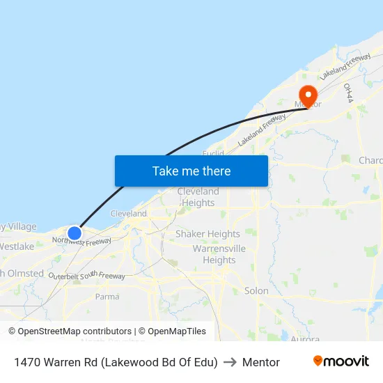 1470 Warren Rd (Lakewood Bd Of Edu) to Mentor map