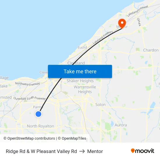 Ridge Rd & W Pleasant Valley Rd to Mentor map